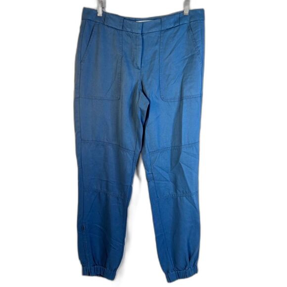 Ann Taylor Loft Jogger Pants Blue Casual Zip Ankle 100% Lyocell Size 4 Boho - Picture 1 of 10